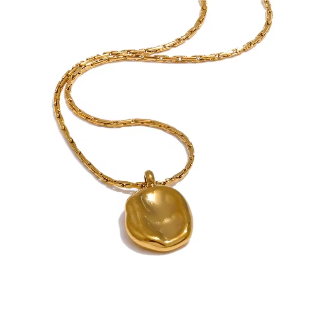 Simple Stainless Steel Metal Square Hammer Pendant Necklace