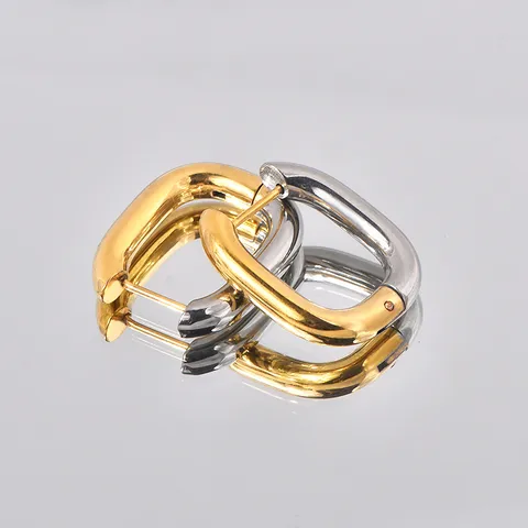 Two Tone Square Mini Hoop Earring