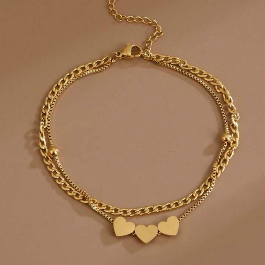 3-Heart Lightweight Anklet