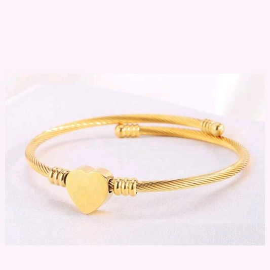 Stainless Steel Heart Shaped Coil Bracelet