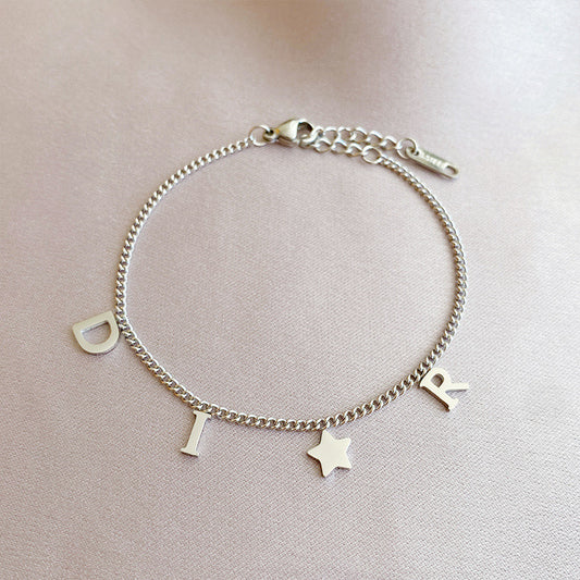 Letter Charm Bracelet Silver