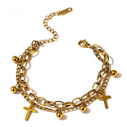 Cross Layered Bracelet for Women Charm